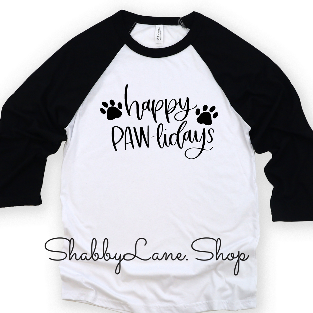 Happy Paw-Lidays black sleeves man tee Shabby Lane   