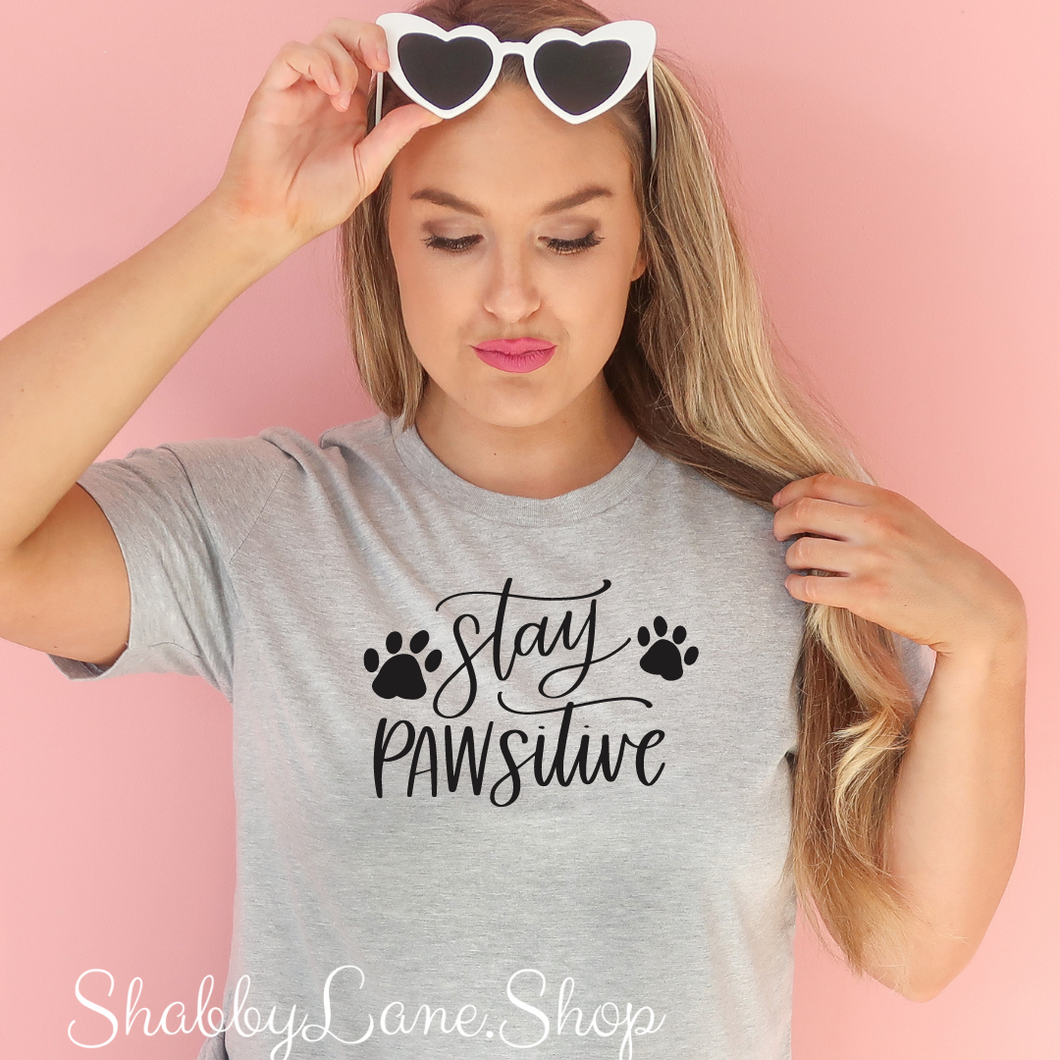Stay Pawsitive - T-shirt Gray tee Shabby Lane   