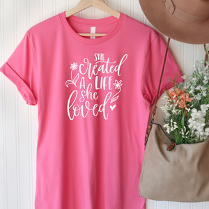 She created a Life She Loved - T-shirt Pink tee Shabby Lane   