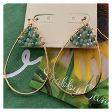 Load image into Gallery viewer, Beautiful gold designer earrings with green bead accents  Shabby Lane   