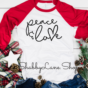 Peace and Love - red sleeves tee Shabby Lane   
