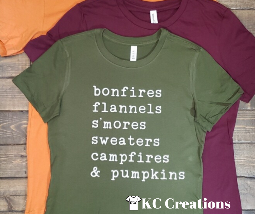 Bonfires, flannels and s’mores tee Shabby Lane   
