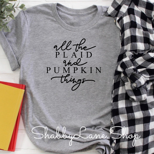 All the plaid and pumpkin things! Gray tee Shabby Lane   