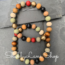 Load image into Gallery viewer, Wooden beaded bracelet- multi color Faux leather Shabby Lane   