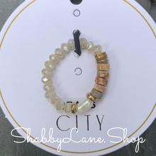 Load image into Gallery viewer, White and tan beaded ring.  Shabby Lane   