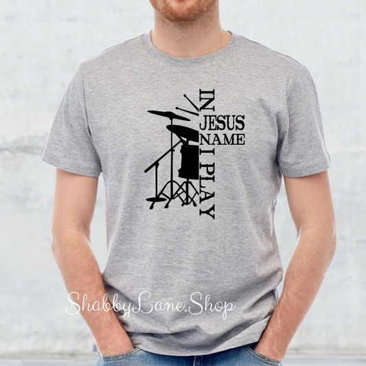 In Jesus name I play - Gray T-shirt tee Shabby Lane   