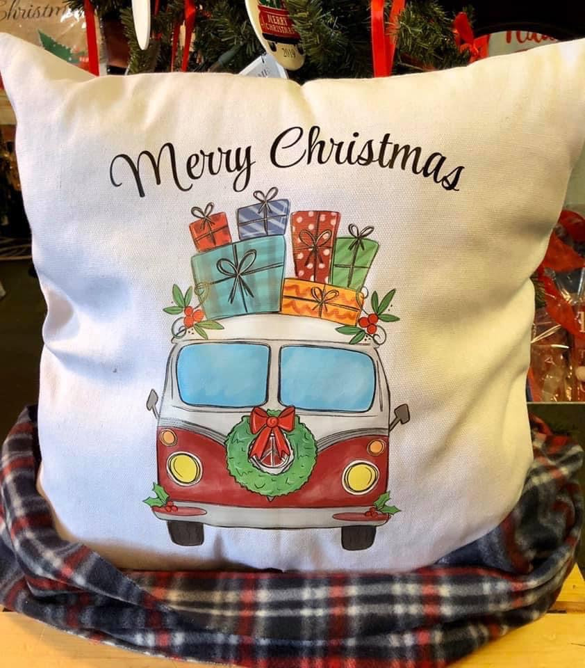 Merry Christmas VW Van -Canvas  Shabby Lane   