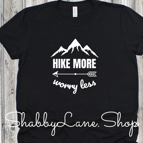 Hike More Worry Less - black tee Shabby Lane   