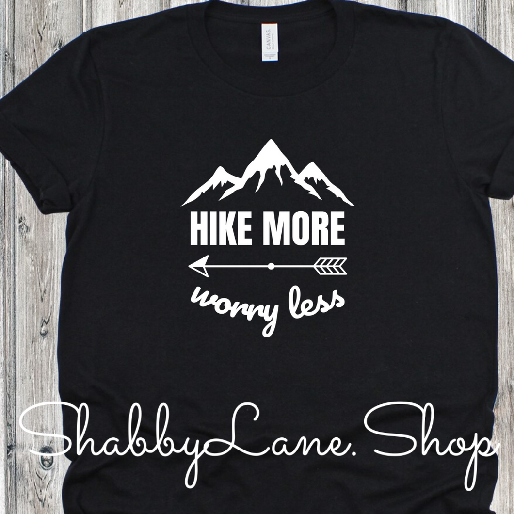 Hike More Worry Less - black tee Shabby Lane   
