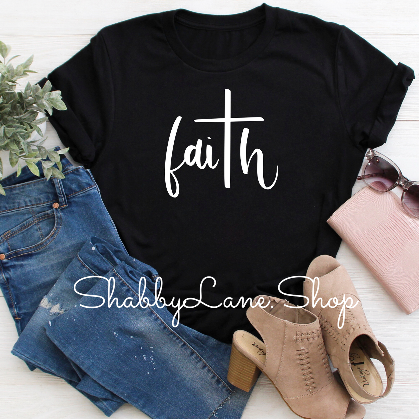 Faith black tee tee Shabby Lane   