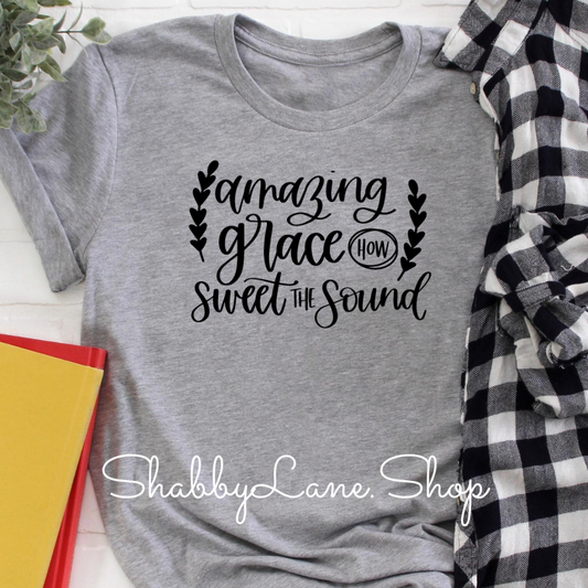 Amazing Grace How Sweet the Sound - Gray tee Shabby Lane   