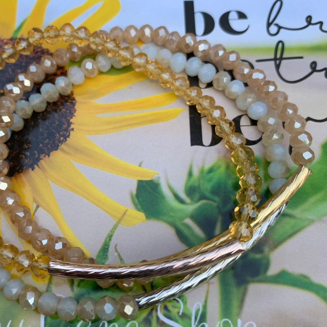 Beaded  gold bracelet trio  Shabby Lane   