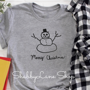 Snowman Merry Christmas- Cameron Collection Heather Gray tee Shabby Lane   