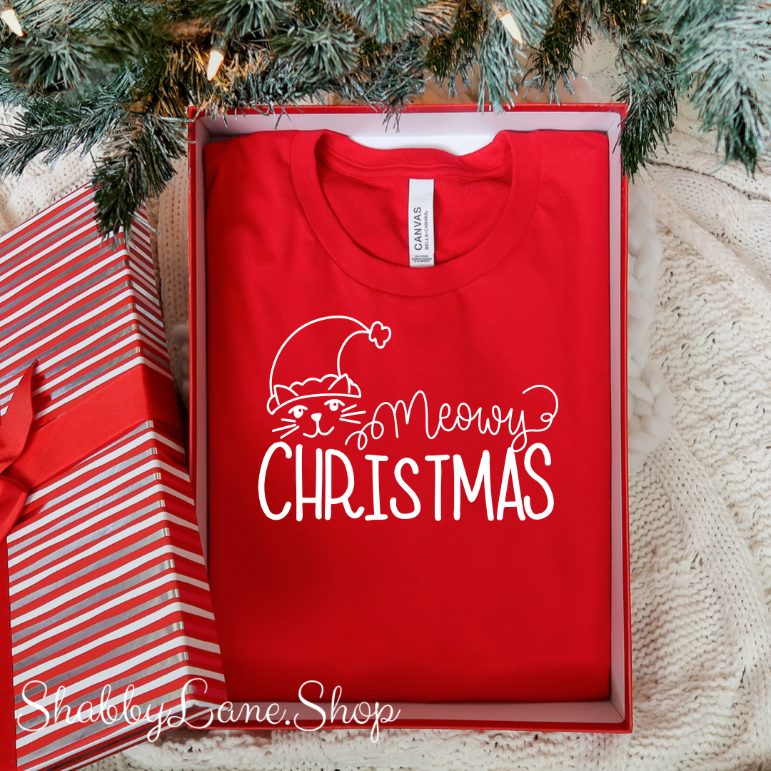 Meowy Christmas - cat Red tee Shabby Lane   