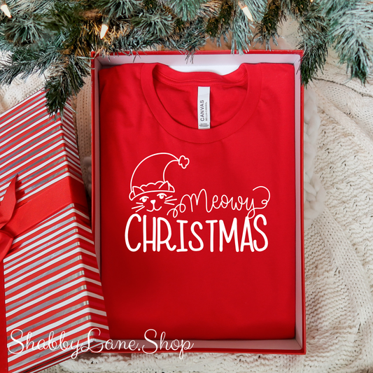 Meowy Christmas - cat Red tee Shabby Lane   