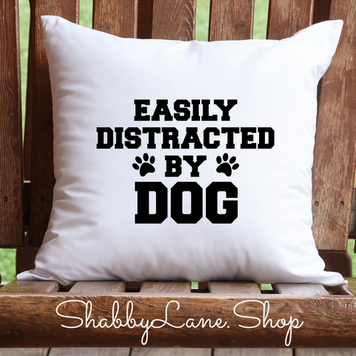 Easily distracted dog - white pillow  Shabby Lane   