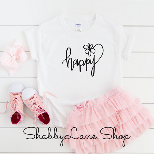 Happy- toddler/kids - white T-shirt  Shabby Lane   
