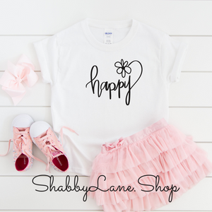 Happy- toddler/kids - white T-shirt  Shabby Lane   