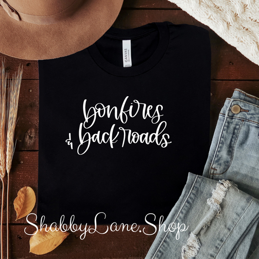 Bonfires and back roads - T-Shirt - Black tee Shabby Lane   