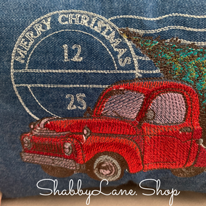 Red Truck Christmas pillow  accent  Shabby Lane   