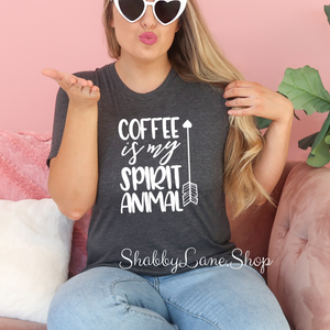Coffee is my Spirit Animal - Dk Gray  T-shirt tee Shabby Lane   