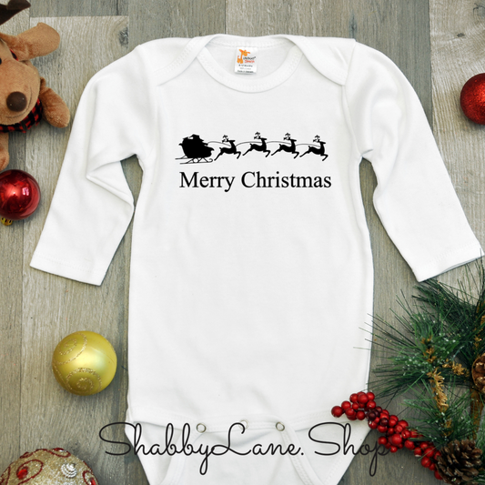 Santa Sleigh Merry Christmas - bodysuit- white  Shabby Lane   