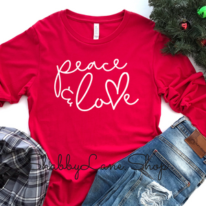 Peace and love - red tee Shabby Lane   