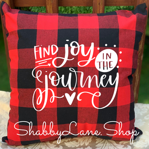 Find Joy in the Journey - Red Buffalo plaid pillow  Shabby Lane   