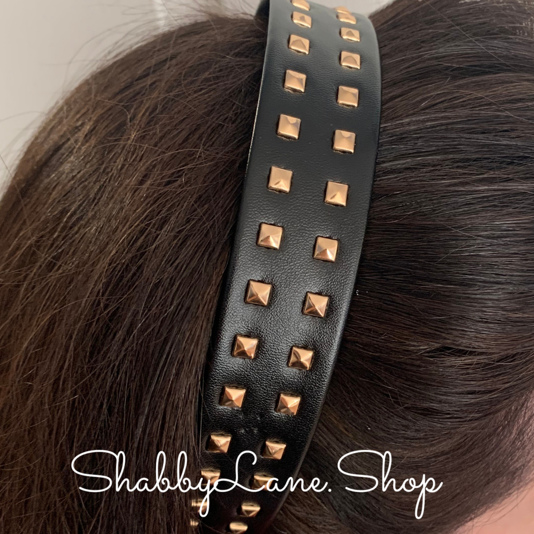 Beautiful black faux leather headband  Shabby Lane   