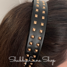 Load image into Gallery viewer, Beautiful black faux leather headband  Shabby Lane   