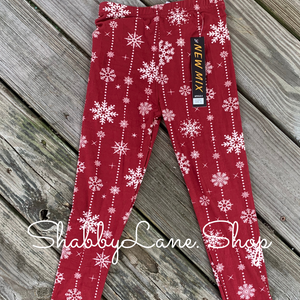 Children’s leggings - maroon snowflakes  Shabby Lane   