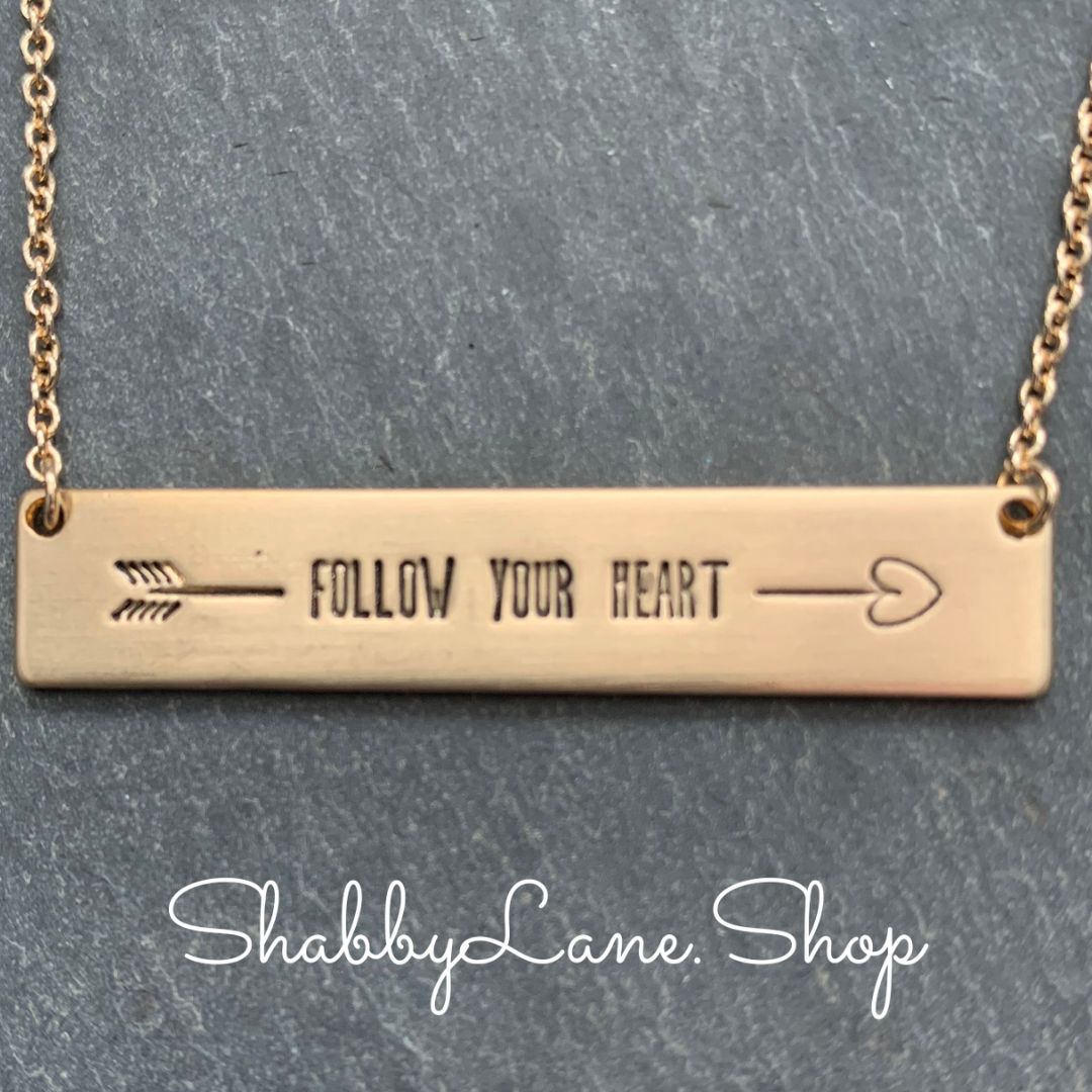 Follow your heart - gold necklace  Shabby Lane   