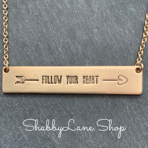Follow your heart - gold necklace  Shabby Lane   
