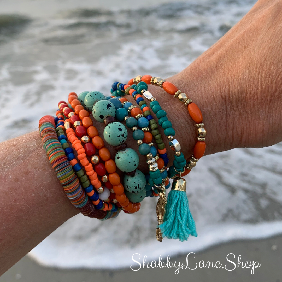 Ocean Reef stacked bracelet Mixed beads Shabby Lane   