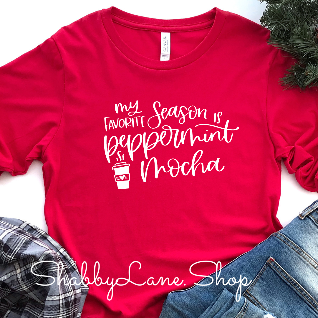 My favorite season is peppermint mocha- red long sleeve tee Shabby Lane   