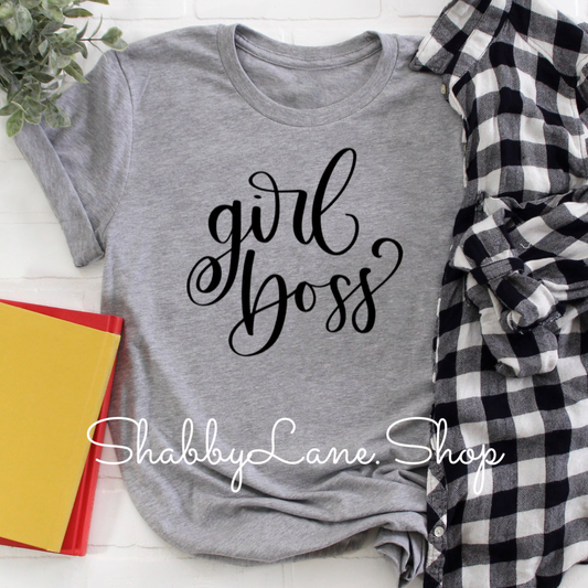 Girl Boss- Heather grey tee Shabby Lane   