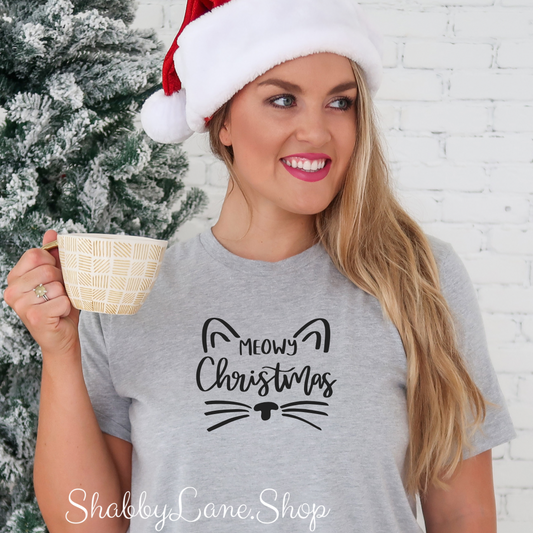 Meowy Christmas -  Gray tee Shabby Lane   