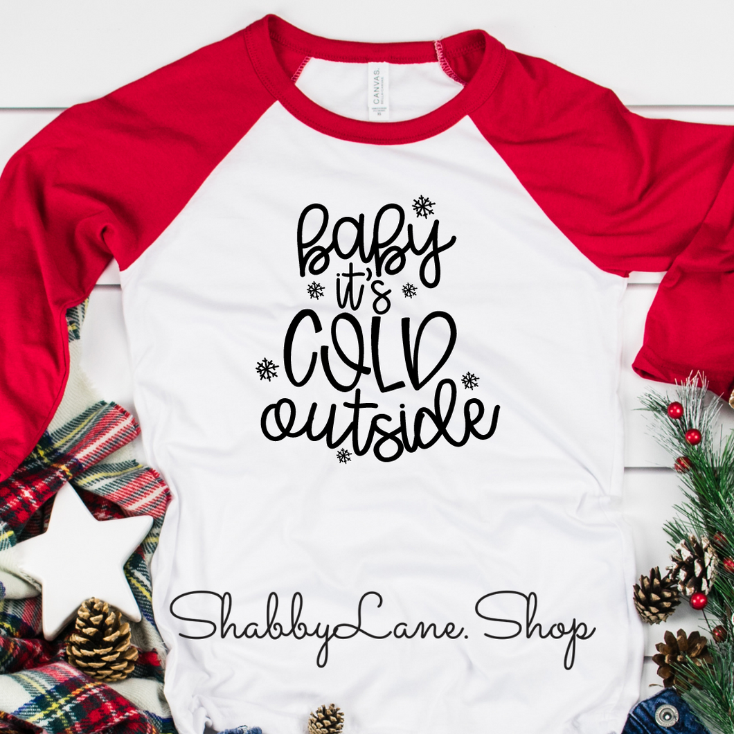 Baby it’s cold outside - red sleeves tee Shabby Lane   