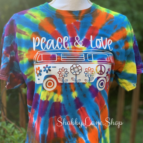 Peace and Love tie dye T-shirt - rainbow tee Shabby Lane   