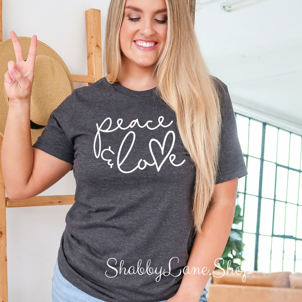 Peace And Love - Dk Gray T-shirt tee Shabby Lane   