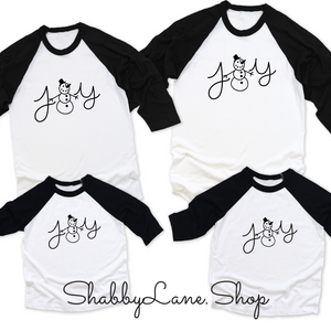 Joy snowman -  lady - black sleeves tee Shabby Lane   