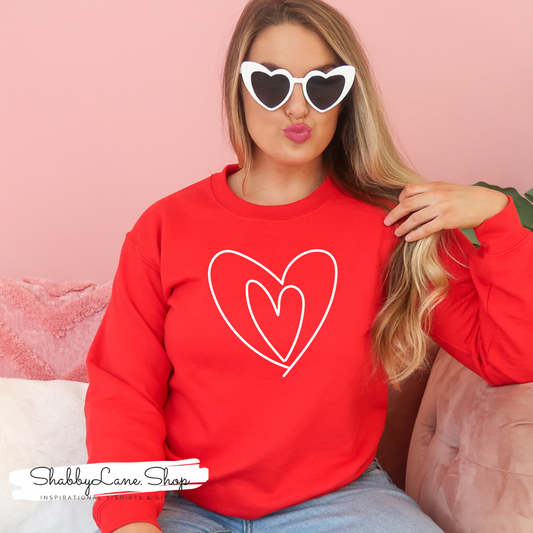 Double heart- sweatshirt- Red tee Shabby Lane   