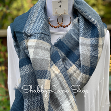 Load image into Gallery viewer, Beautiful blanket scarf -blue tartan  Shabby Lane   