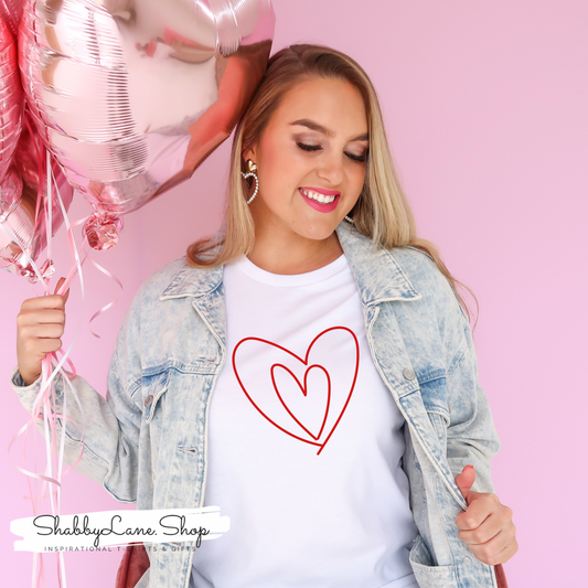 Double heart -white T-shirt tee Shabby Lane   