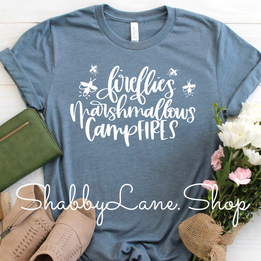 Fireflies and Marshmallows- Heather Slate tee Shabby Lane   