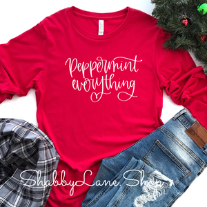 Peppermint everything- red long sleeve tee Shabby Lane   
