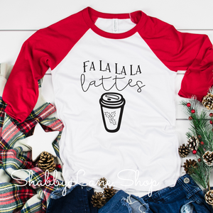 Falalala latte - red sleeves tee Shabby Lane   