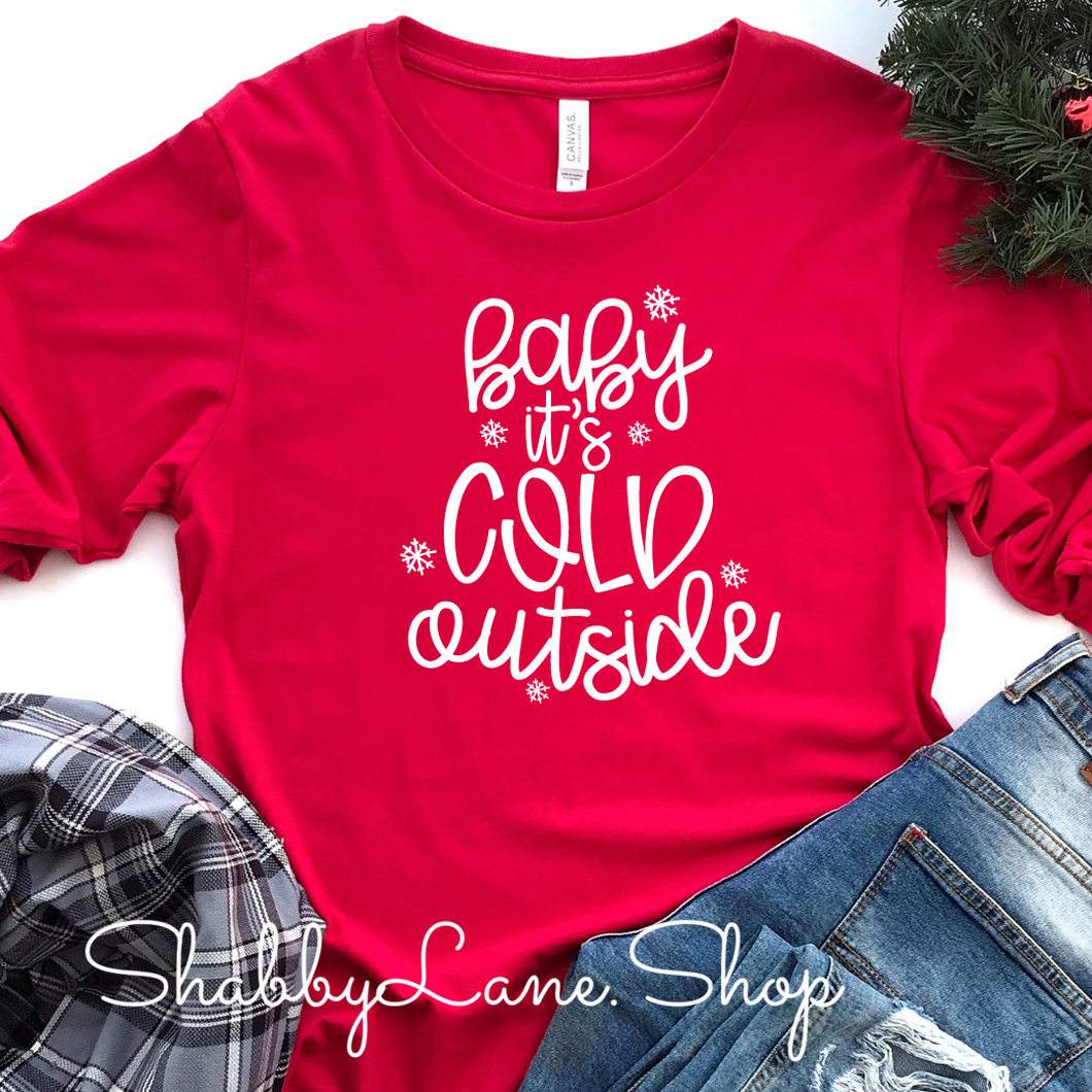 Baby it’s cold outside - red long sleeve tee Shabby Lane   