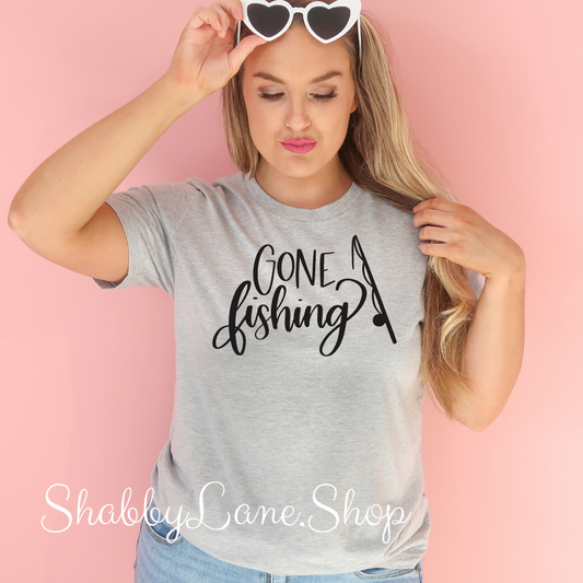 Gone Fishing - Light Gray T-shirt tee Shabby Lane   