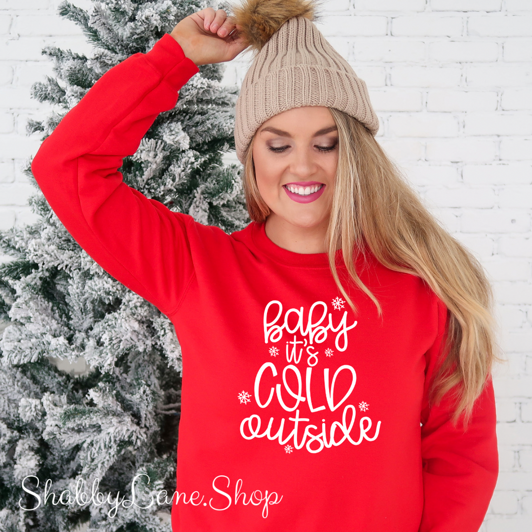 Baby it’s cold outside - sweatshirt- red tee Shabby Lane   